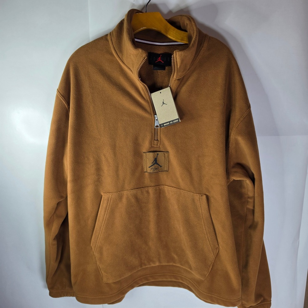 Jordan Essentials Flight Winterized Fleece Pullover Tan FD7863-281‎ Mens Large